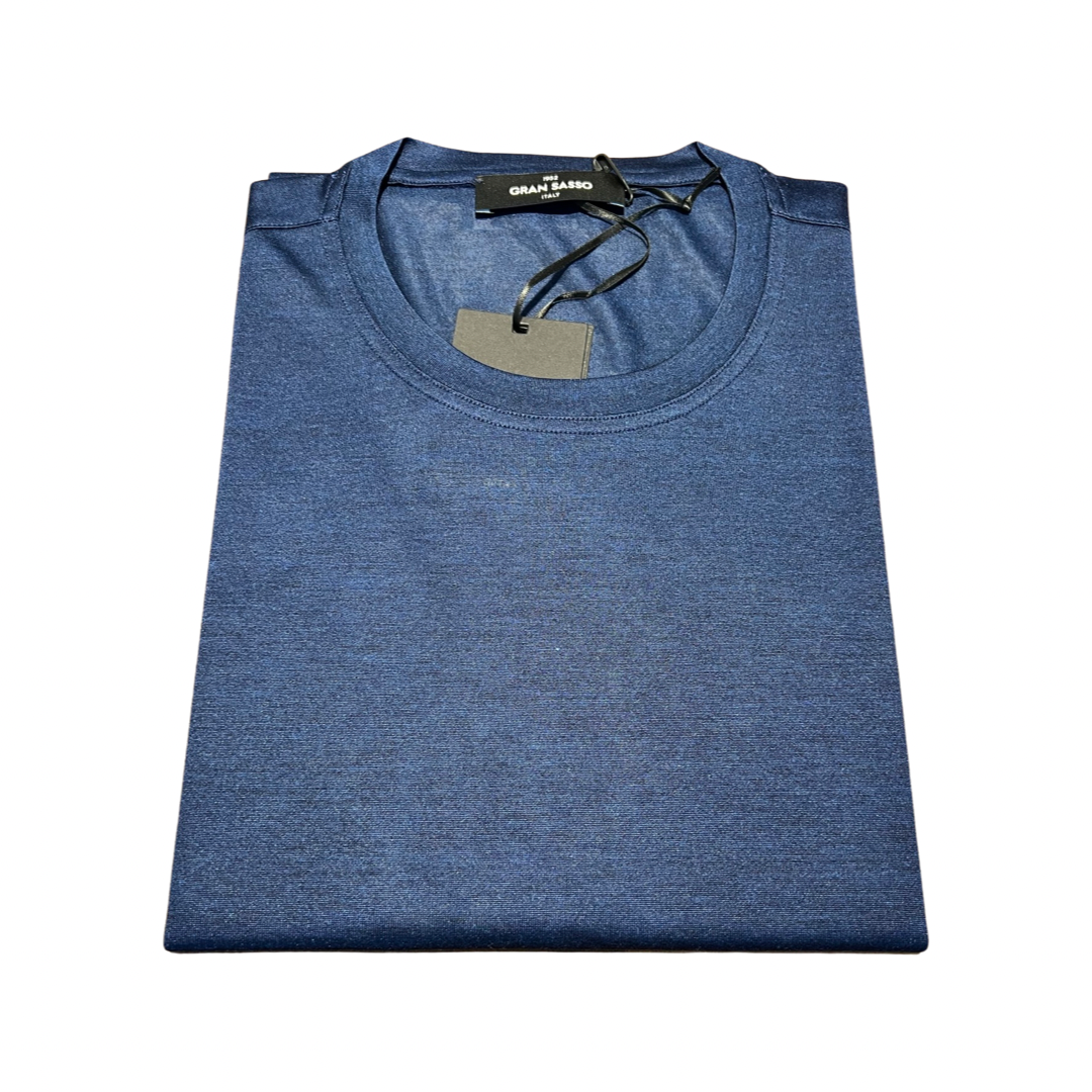 GRAN SASSO Silk Crew Neck T-Shirt | Blue – Burrows Clothiers