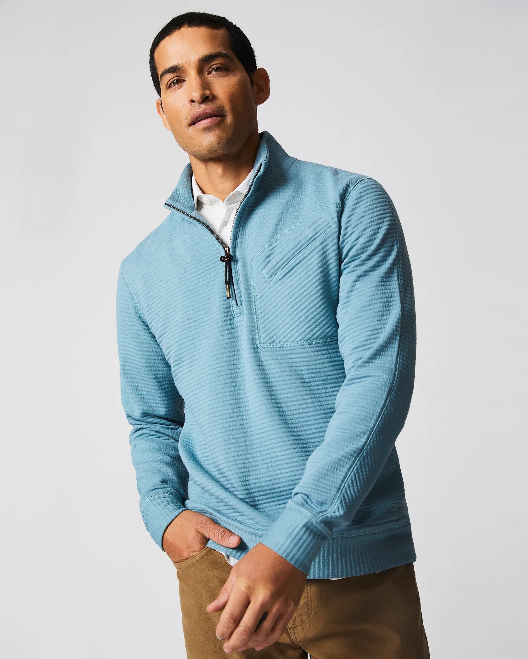 QUILTED HALF ZIP IN TINTED WHITE – Billy Reid