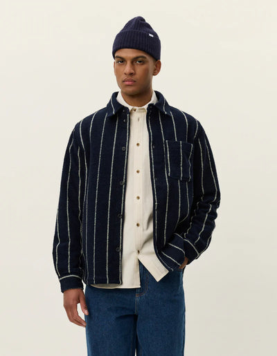LES DEUX Lennon Wool Pinstripe Overshirt