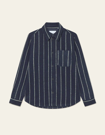 LES DEUX Lennon Wool Pinstripe Overshirt