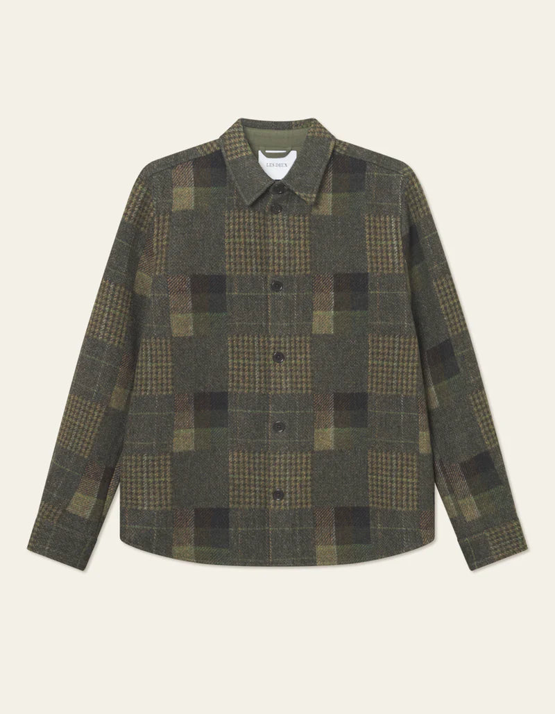 LES DEUX Kody Patchwork Wool Overshirt