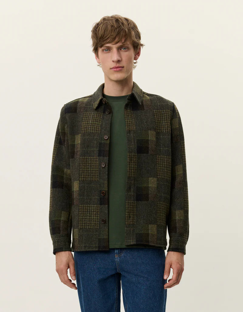 LES DEUX Kody Patchwork Wool Overshirt