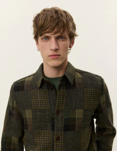 LES DEUX Kody Patchwork Wool Overshirt