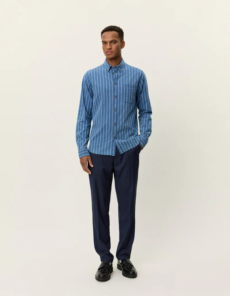LES DEUX Kash Indigo Stripe Shirt | Denim Blue