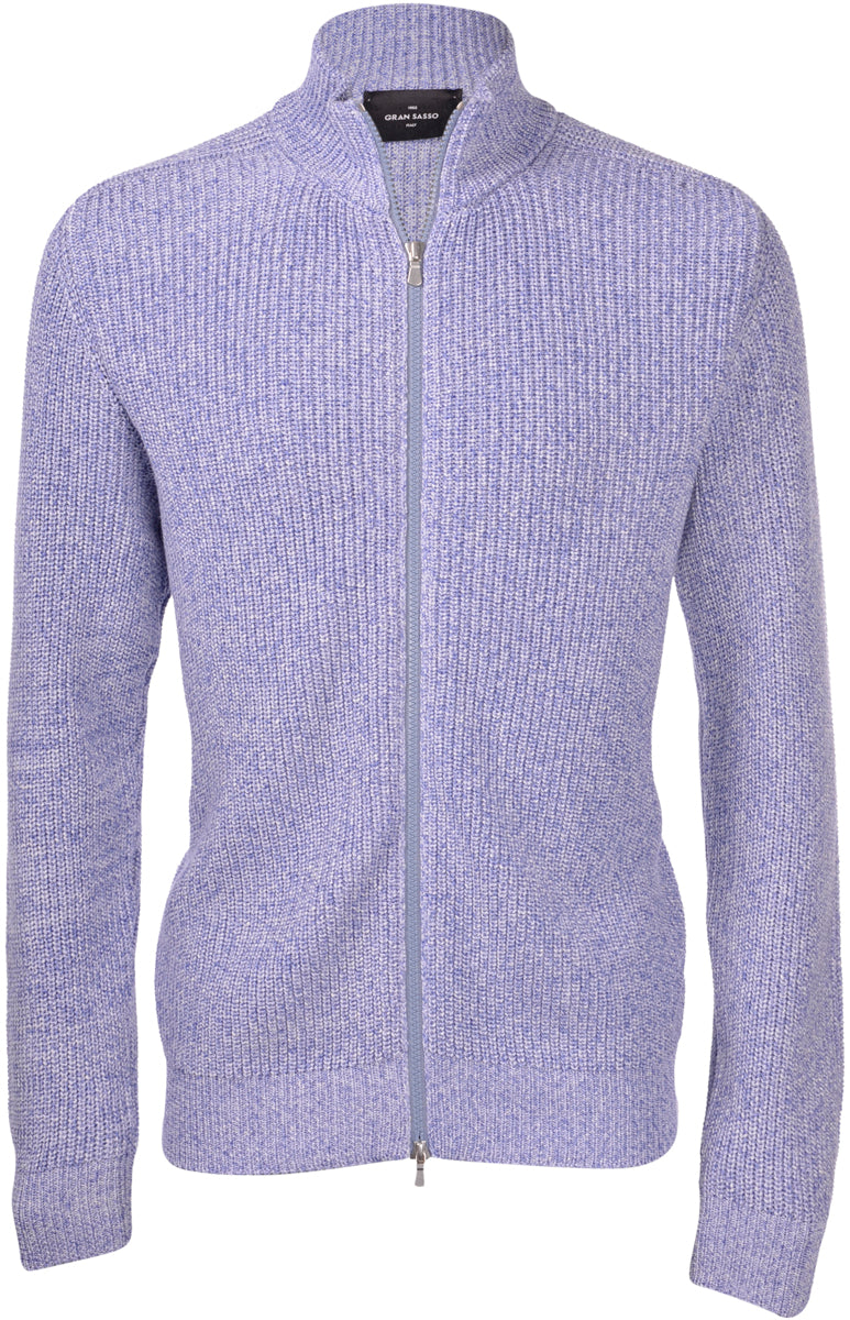 GRAN SASSO Cotton Melange Zip Cardigan