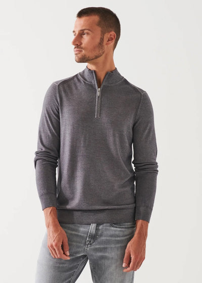 PATRICK ASSARAF Extra Fine Merino 1/4 Zip | Slate