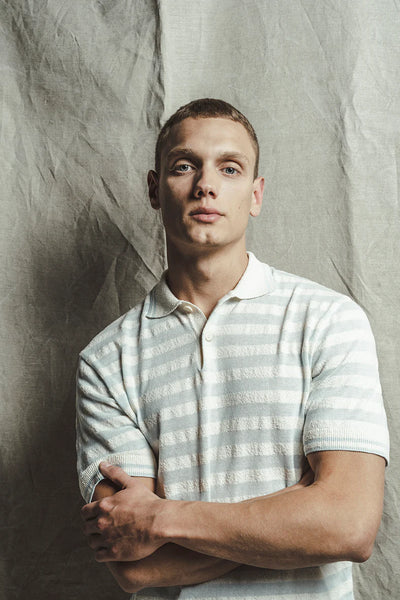 PHIL PETTER Boucle Striped Knit Polo