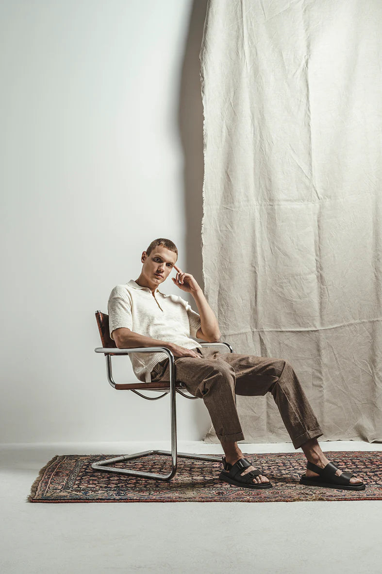 PHIL PETTER Cotton Linen Knit Polo