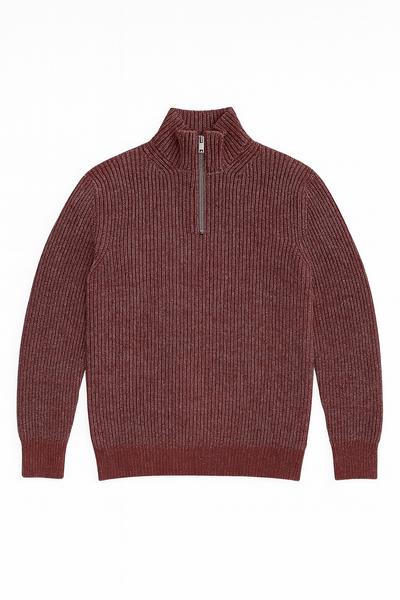 PHIL PETTER Two Tone Royal Stitch Half Zip | Cherry