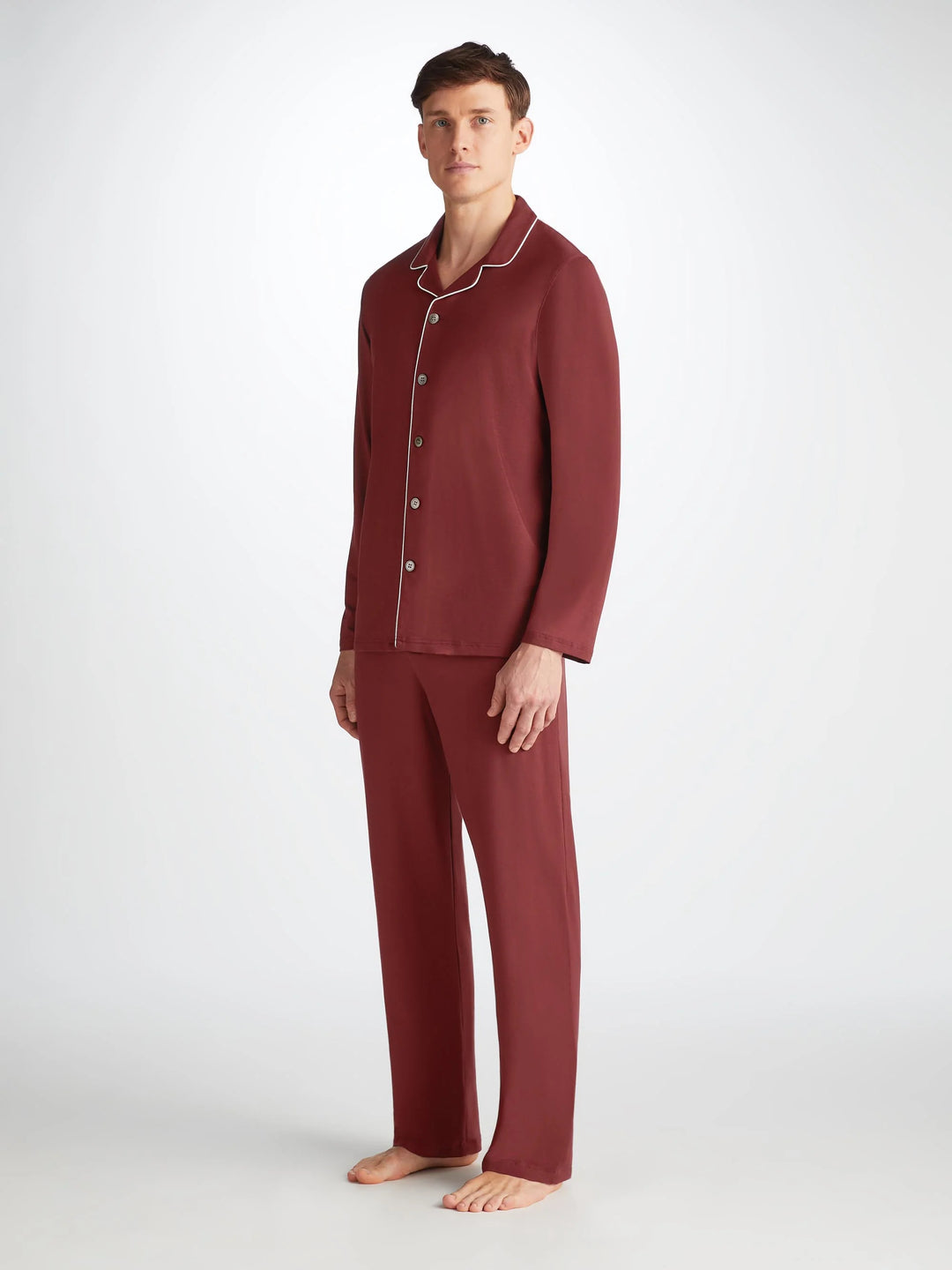 Derek Rose Men s Pyjamas Basel Micro Modal Stretch Burgundy