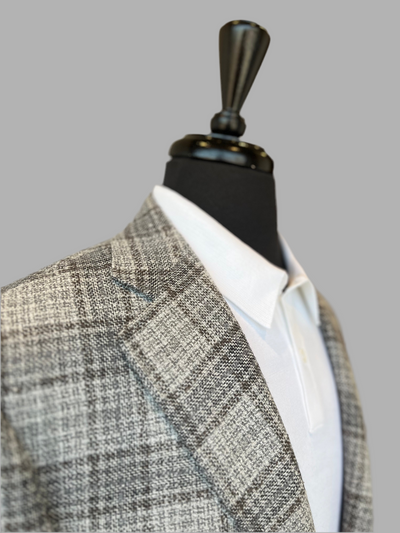 CANALI Kei Silver and Brown Plaid Jacket