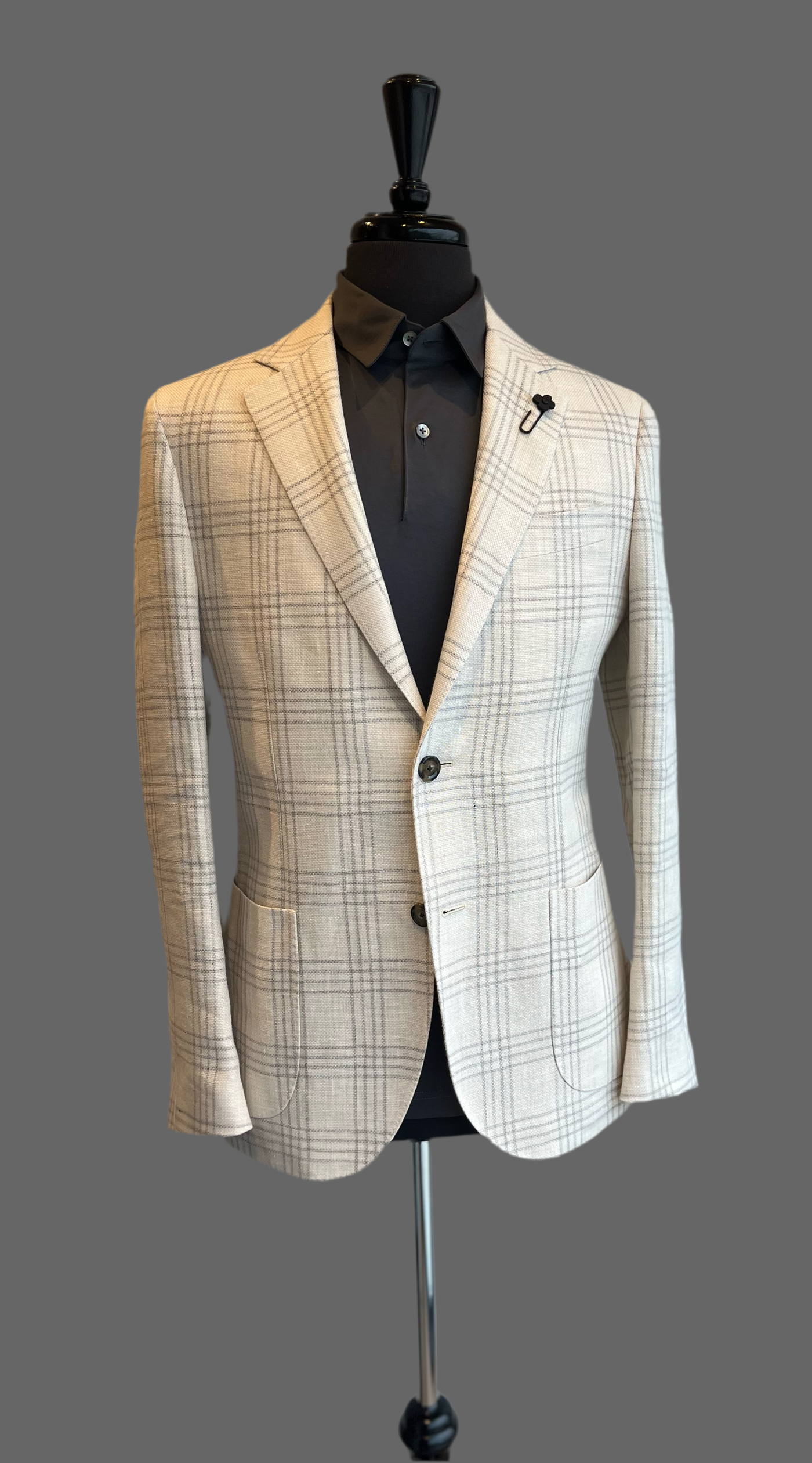 Lardini Linen Wool Subtle Check Jacket