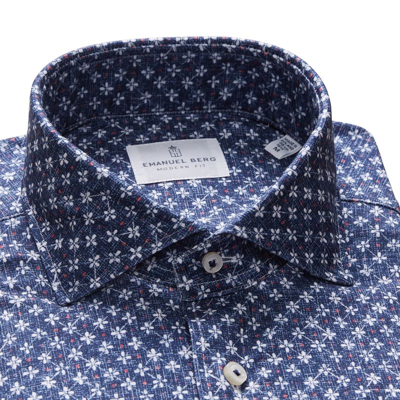 EMANUEL BERG 4Flex Print Shirt | Dark Blue