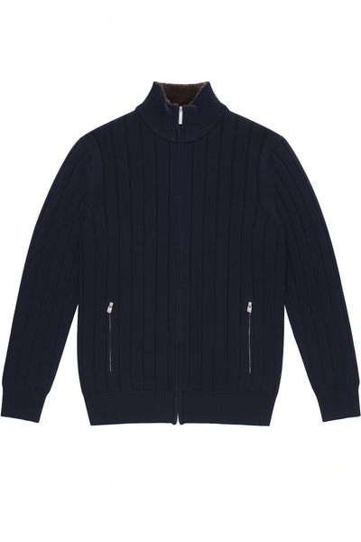 GRAN SASSO Cashmere Mink Zip Cardigan