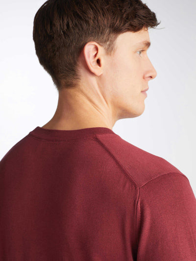 DEREK ROSE Jacob Sea Island Cotton Sweater | Burgundy