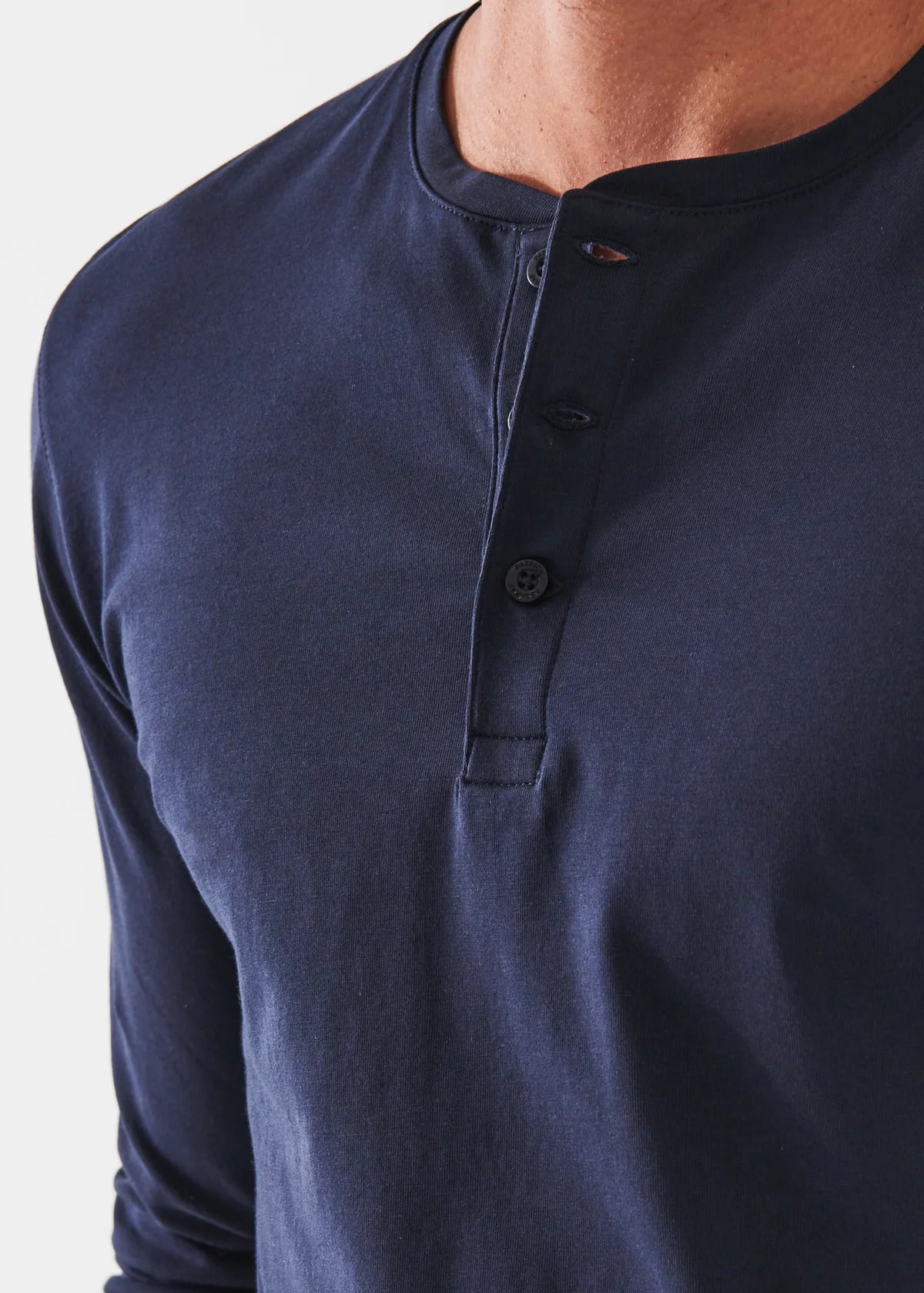 PATRICK ASSARAF Pima Cotton Stretch Henley | Midnight