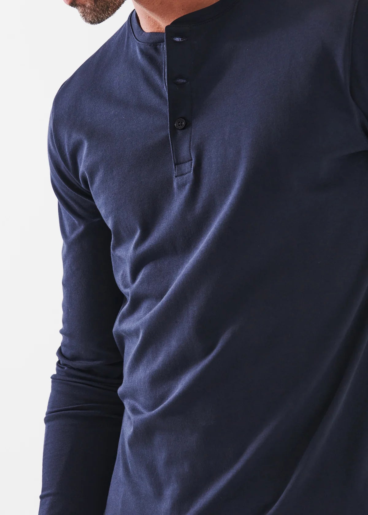 PATRICK ASSARAF Pima Cotton Stretch Henley | Midnight