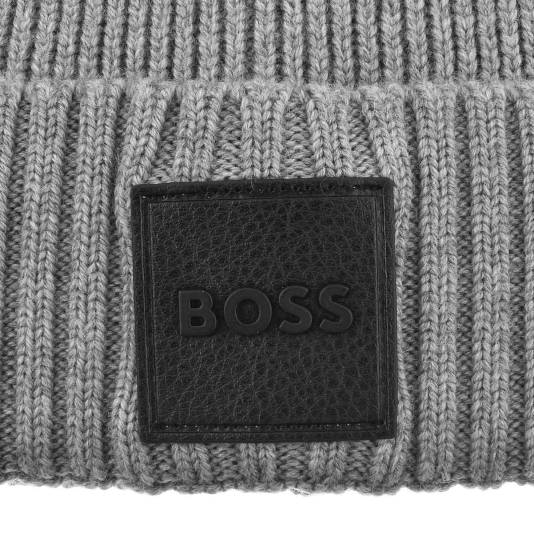 BOSS - Logo-embroidered beanie hat in wool and cotton - Black BOSS - Logo-embroidered beanie hat in wool and cotton - Black
