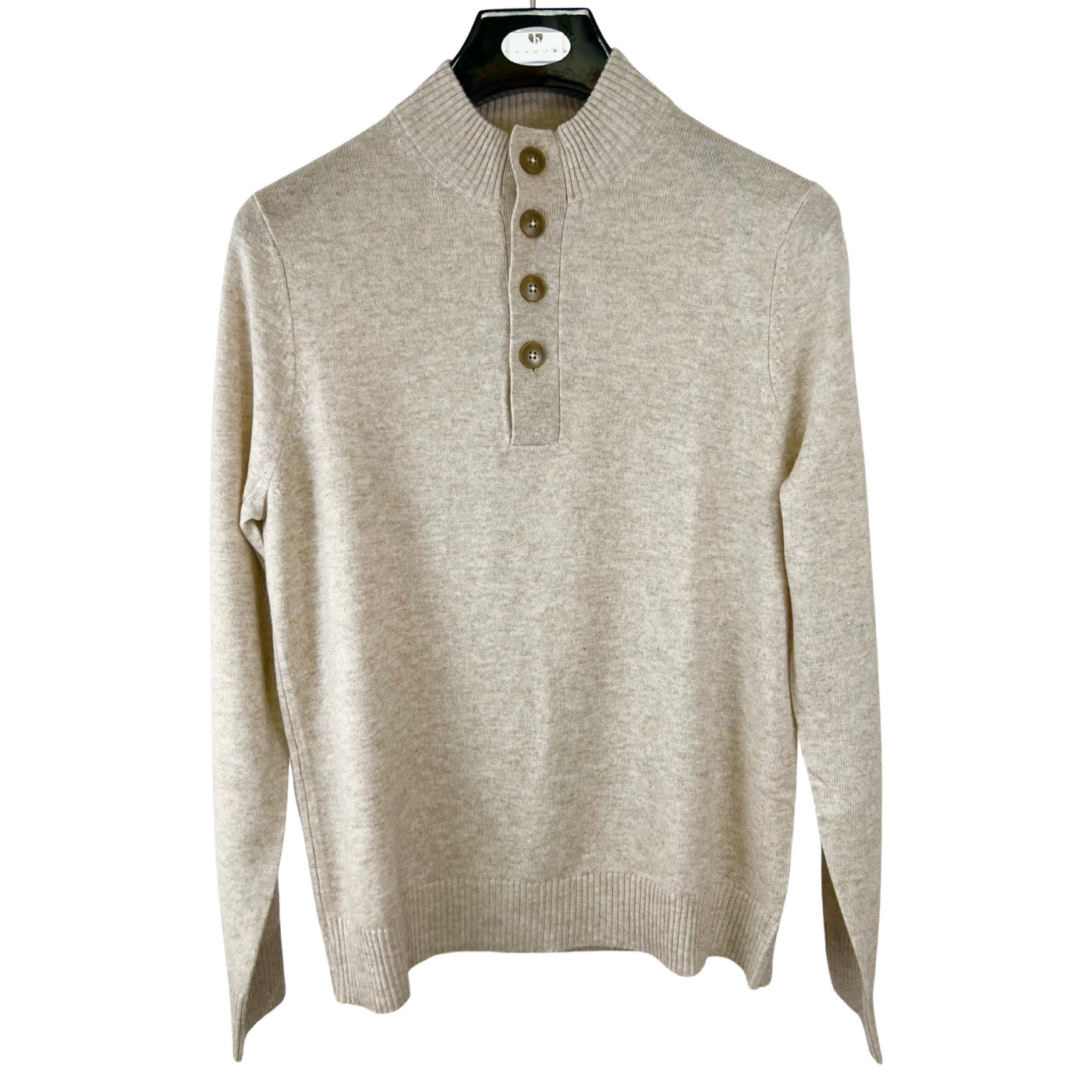 PATRICK ASSARAF WOOL CASHMERE 1/4 NECK BT MOCK | GRAIN