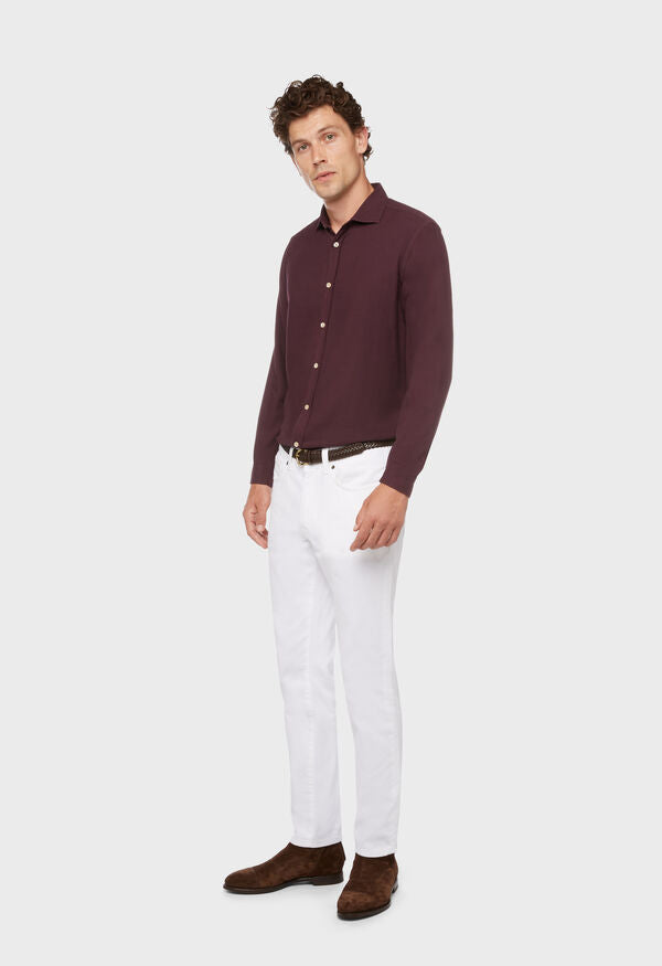 BOGLIOLI MILANO Cotton Pique Jersey Shirt | Wine