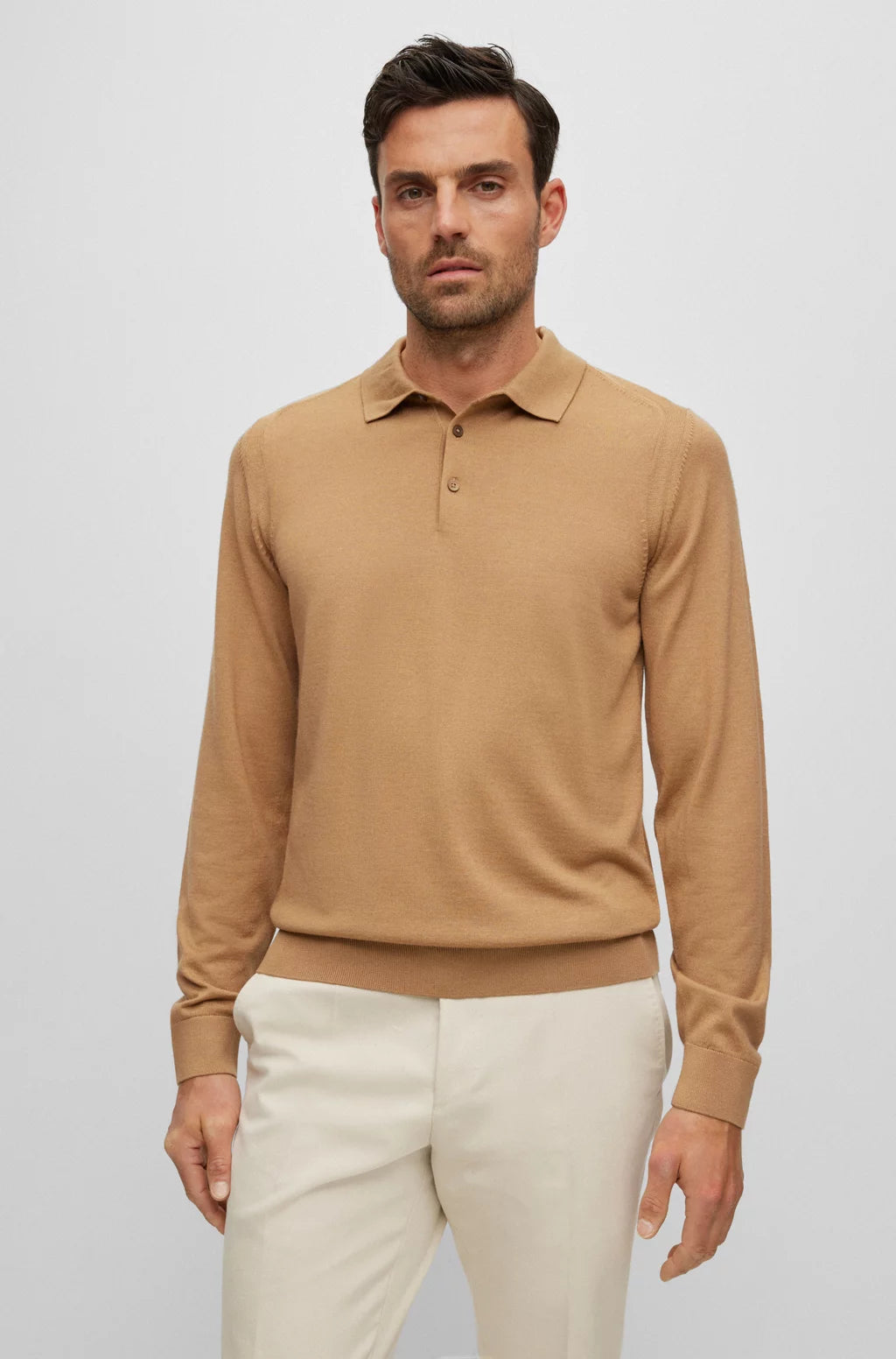 BOSS L Ovio Wool Silk & Cashmere Polo | Beige