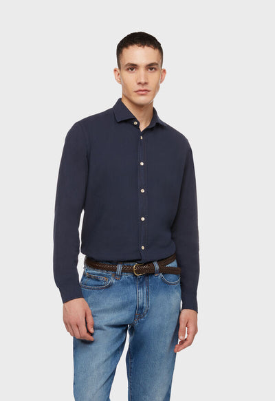 BOGLIOLI MILANO Cotton Pique Jersey Shirt | Navy