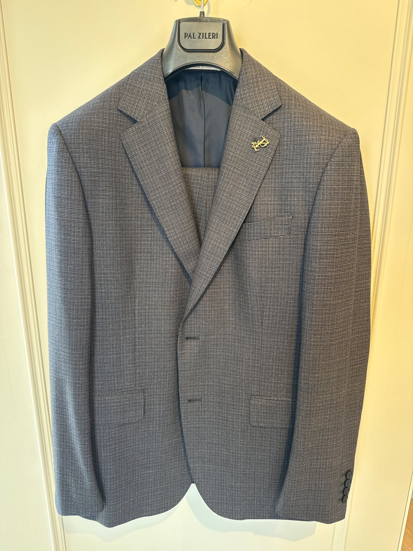 PAL ZILERI Vicenza Mini Houndstooth Suit | Brown Blue