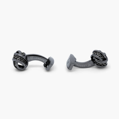 TATEOSSIAN Knot Cuff Links | Black Carbon Fibre