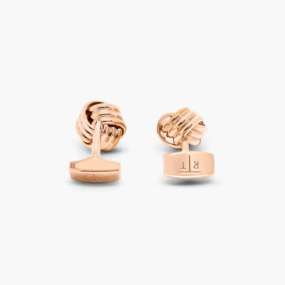 TATEOSSIAN Ribbed Knot Cufflink | Rose Gold Plated Stainless Steel