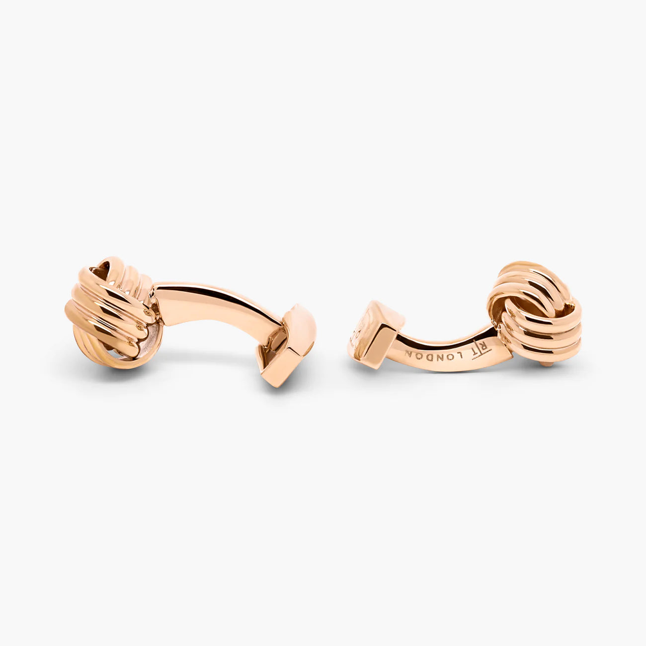 TATEOSSIAN Ribbed Knot Cufflink | Rose Gold Plated Stainless Steel