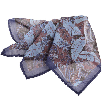 DION 43% Silk and 57% Wool Voile Pocket Square | Tropical Paisley