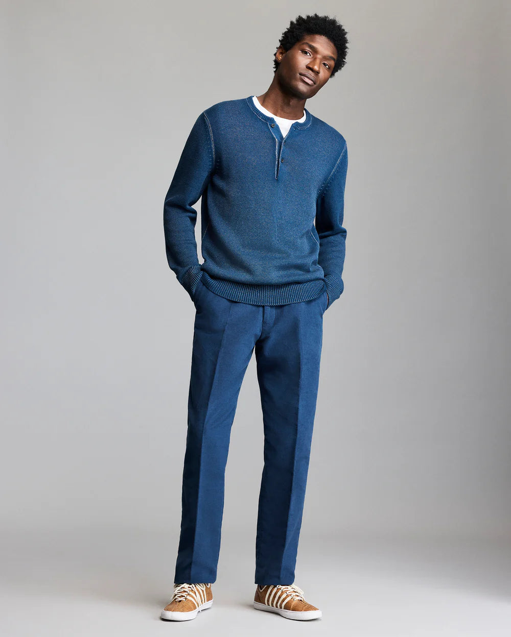 BILLY REID Garment Dyed Henley Sweater