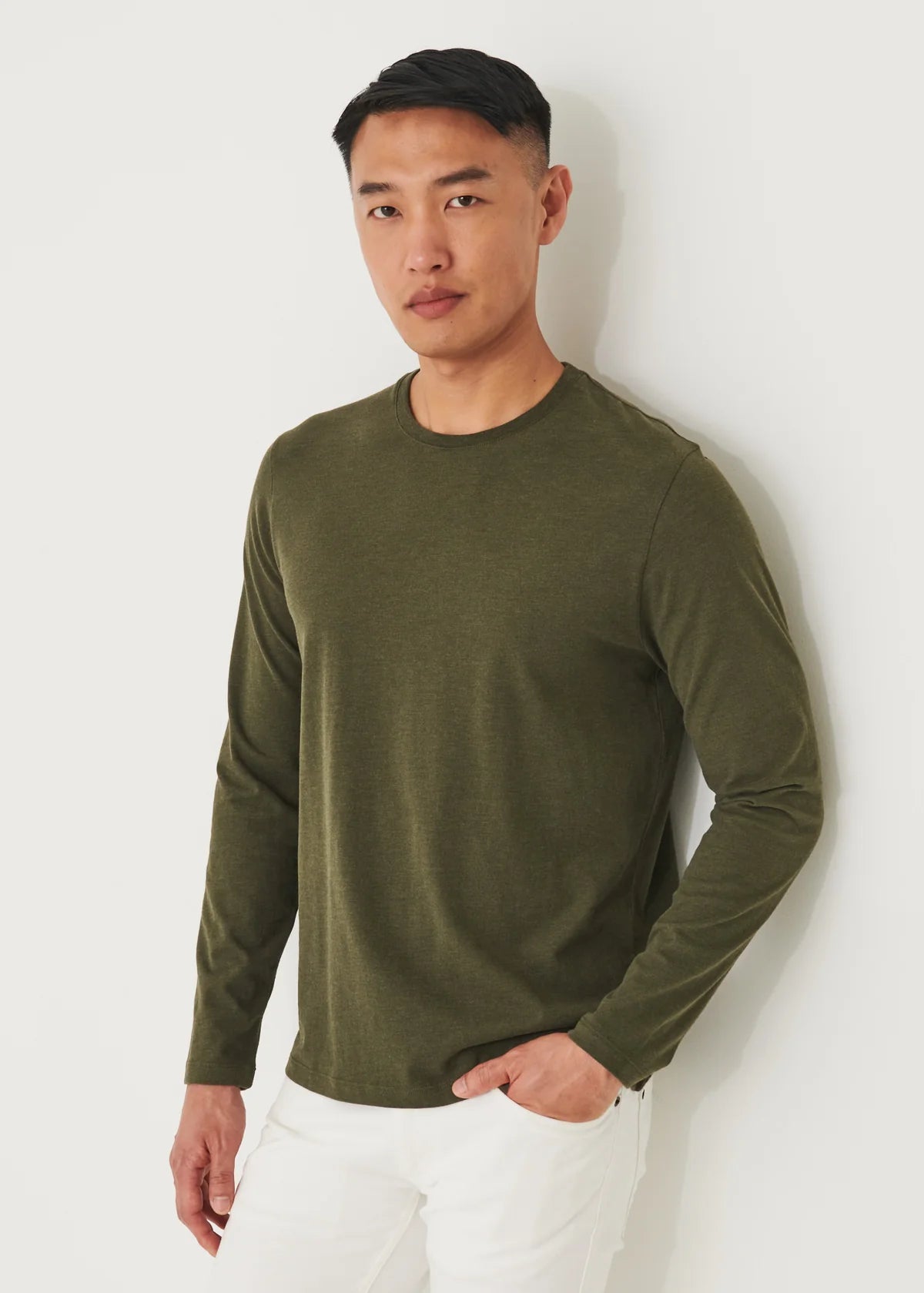 PATRICK ASSARAF Long Sleeve T-Shirt | Khaki