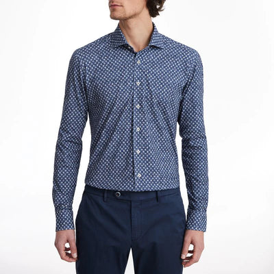 EMANUEL BERG 4Flex Print Shirt | Dark Blue