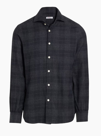 KITON Flannel Check Shirt | Charcoal