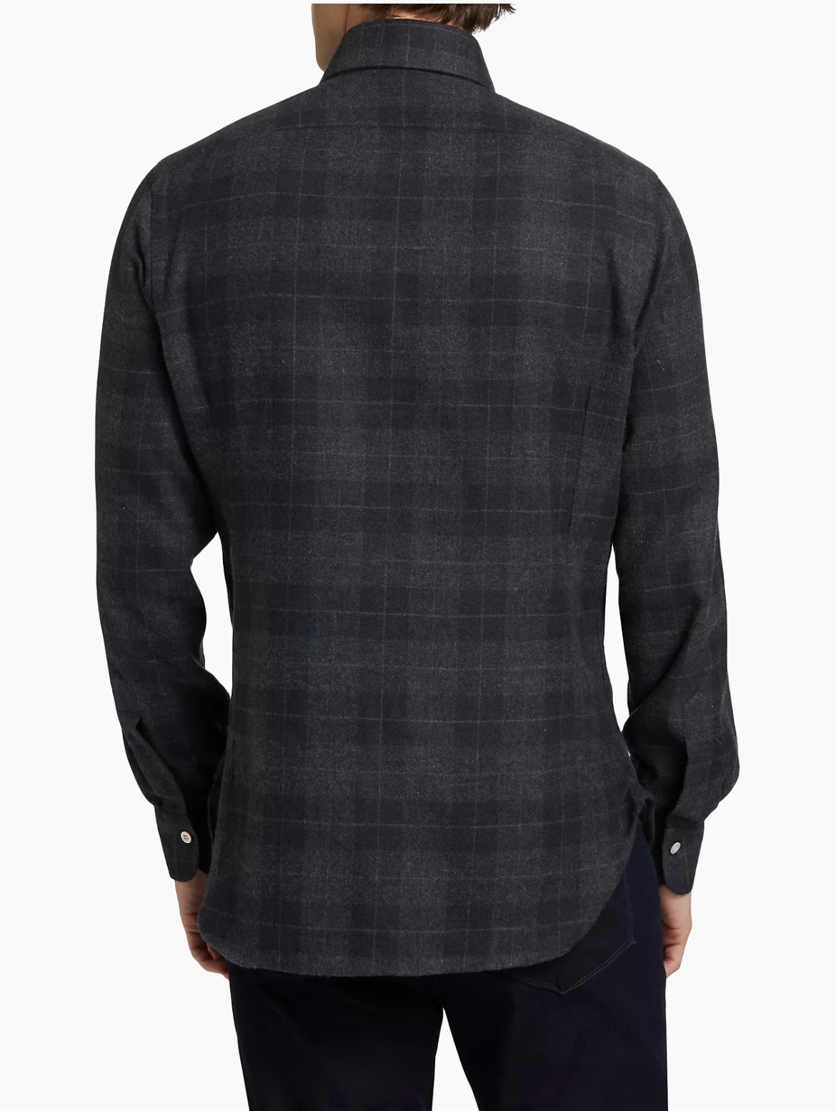 KITON Flannel Check Shirt | Charcoal