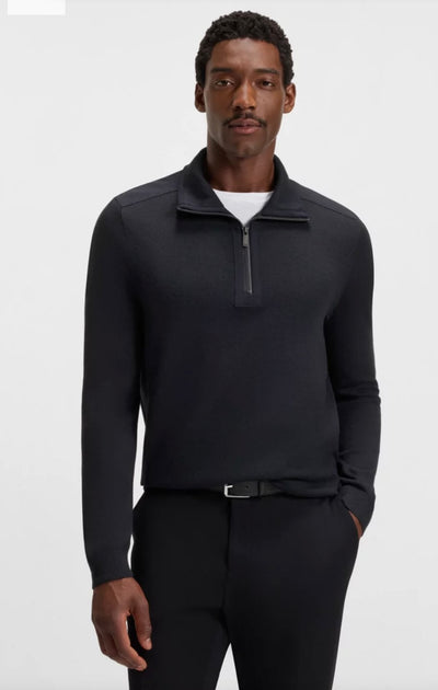 BOSS P-Bart Zip Collar Sweater