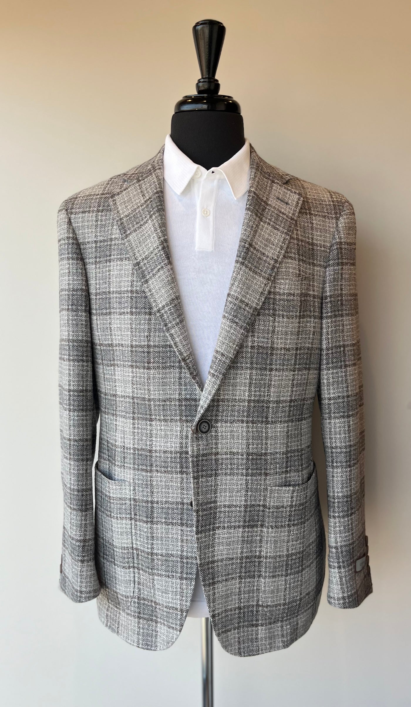 CANALI Kei Silver and Brown Plaid Jacket