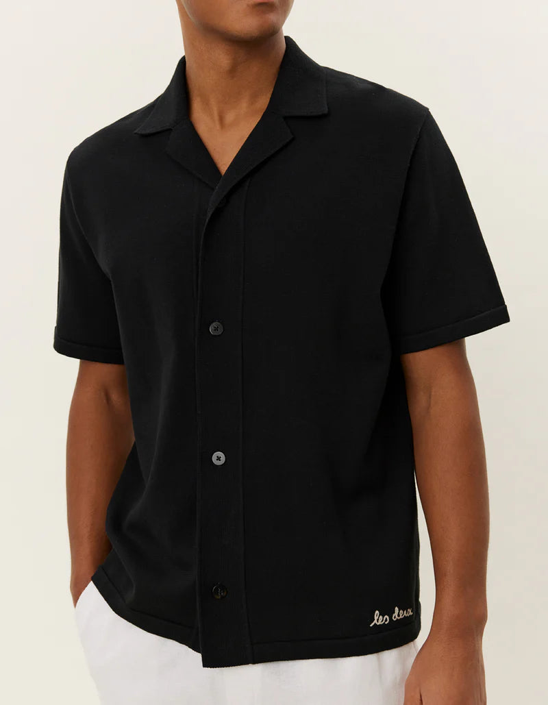 トップス Allege. | Linen S/S Knit Shirt | BLACK 3 LES DEUX Gespertus SS Knit Shirt – Burrows Clothiers