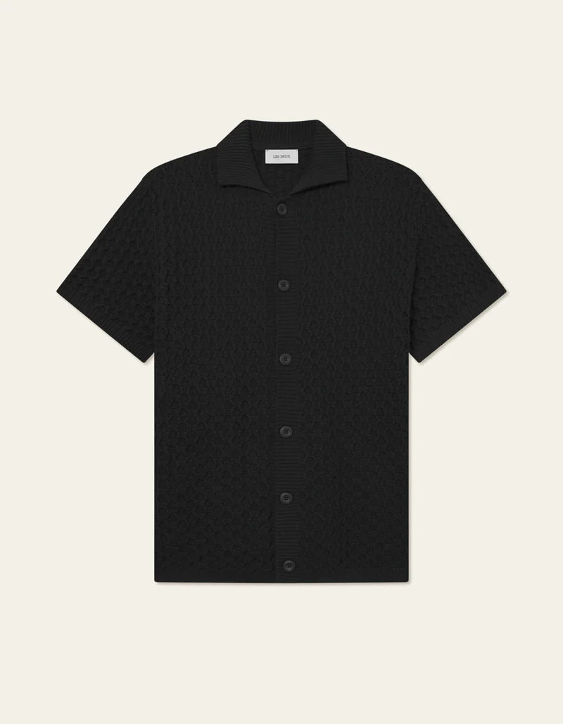 トップス Allege. | Linen S/S Knit Shirt | BLACK 3 LES DEUX Gespertus SS Knit Shirt – Burrows Clothiers