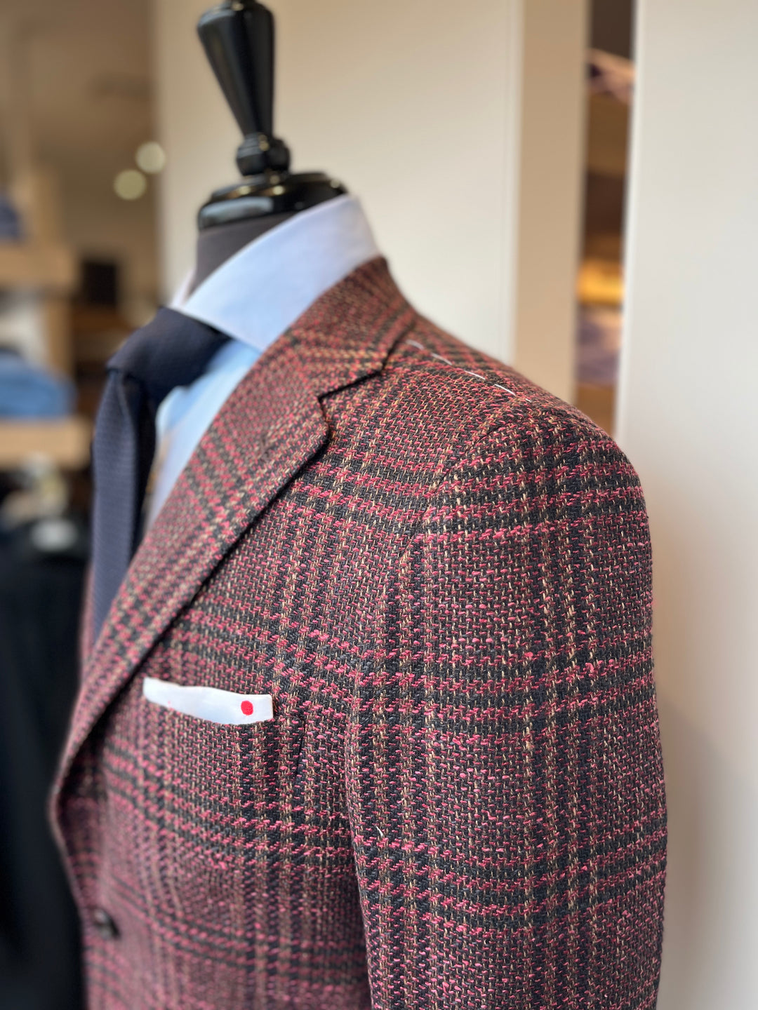 KITON Burgundy Checked Jacket Burrows Clothiers