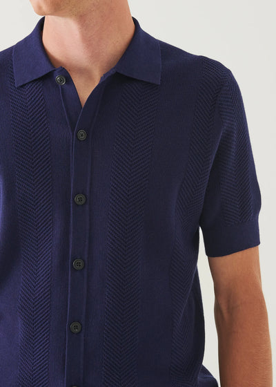 PATRICK ASSARAF Cotton Cashmere SS Button Knit Shirt