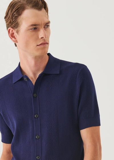 PATRICK ASSARAF Cotton Cashmere SS Button Knit Shirt