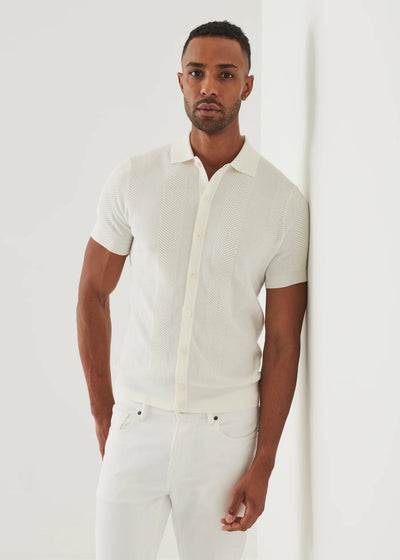 PATRICK ASSARAF Cotton Cashmere SS Button Knit Shirt