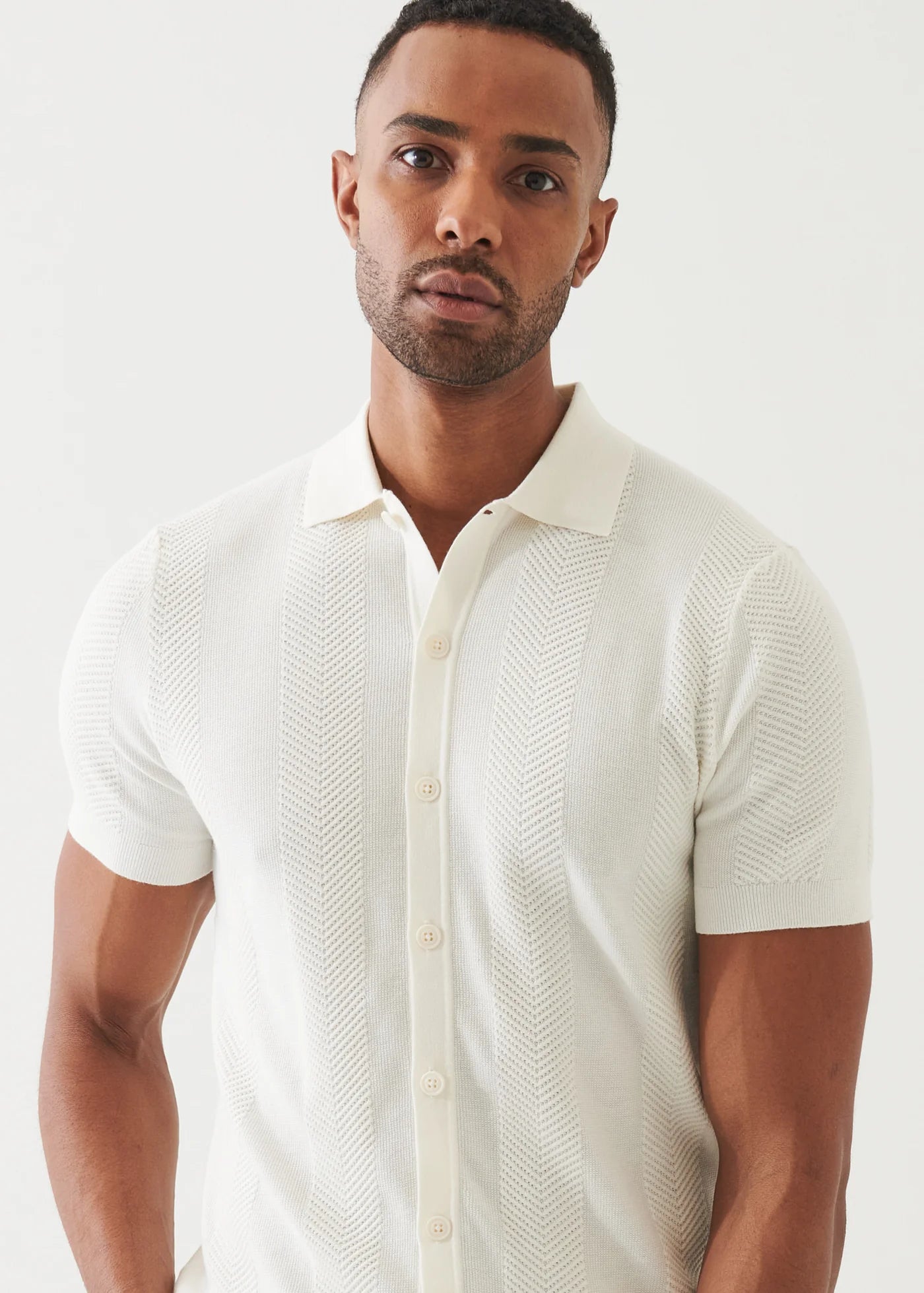 PATRICK ASSARAF Cotton Cashmere SS Button Knit Shirt