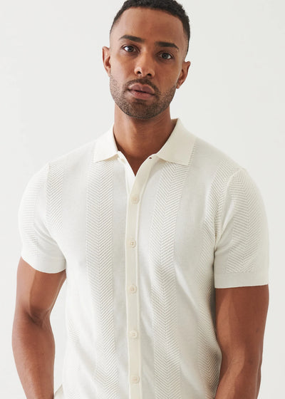 PATRICK ASSARAF Cotton Cashmere SS Button Knit Shirt