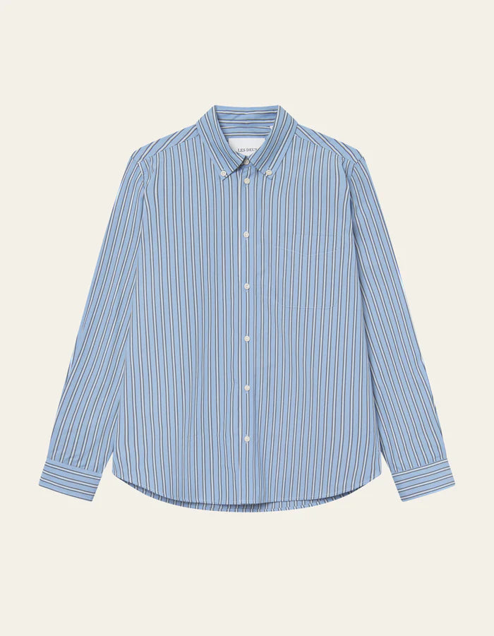 LES DEUX Kent Stripe Poplin Shirt