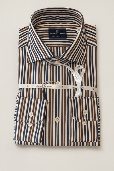 EMANUEL BERG Striped Poplin Shirt