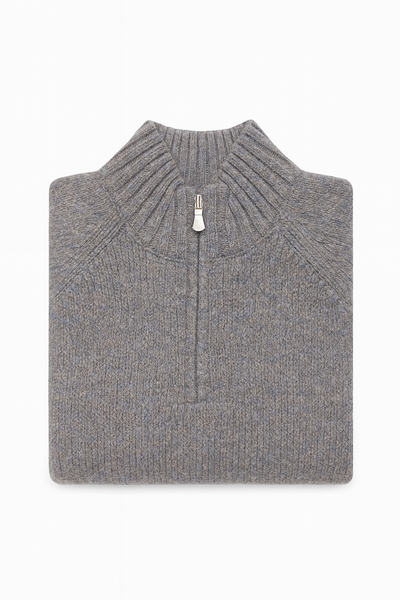 GRAN SASSO Pic Stitch Mock Zip