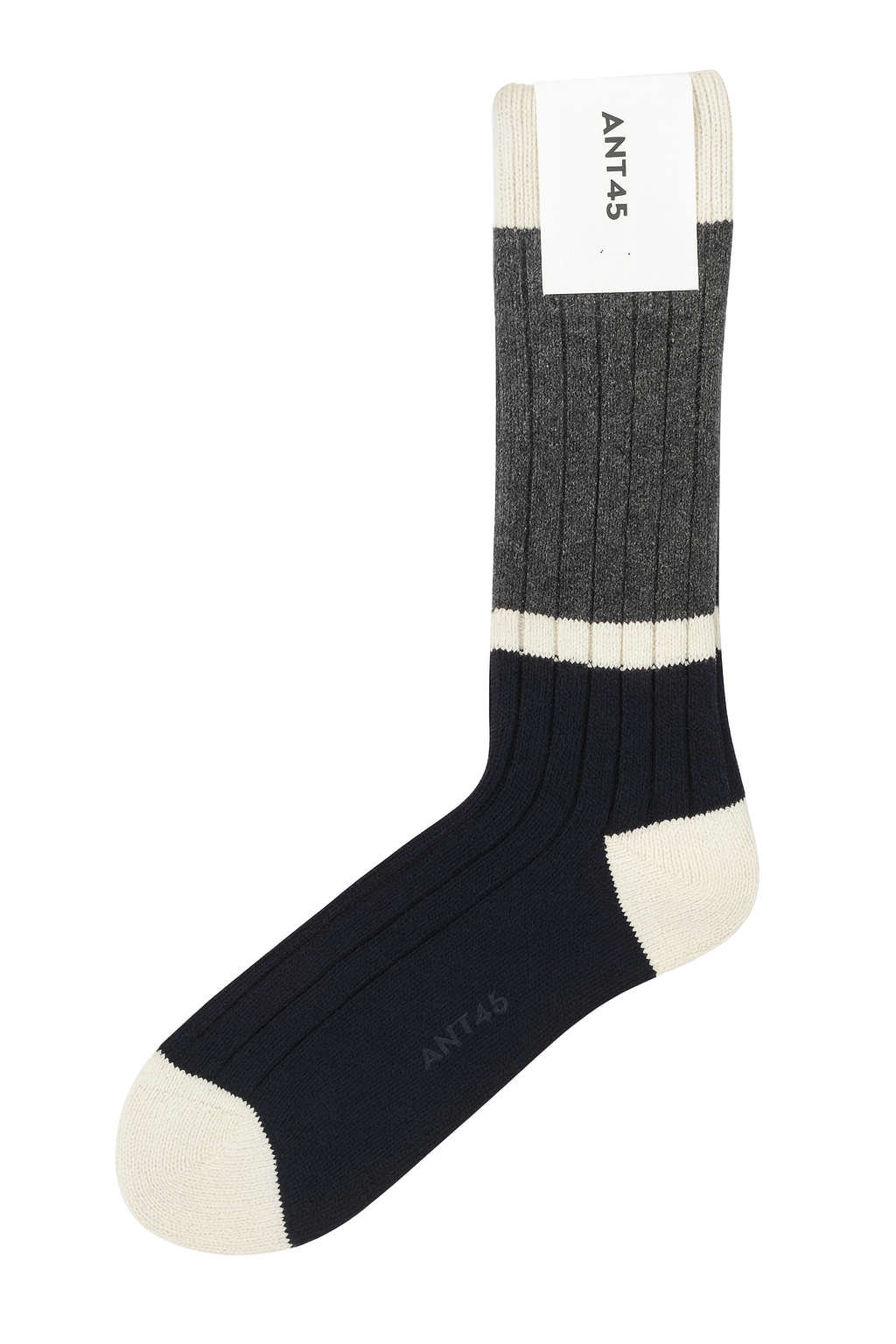 ANT45 Ribbed Wool Sock in Tonal Pattern